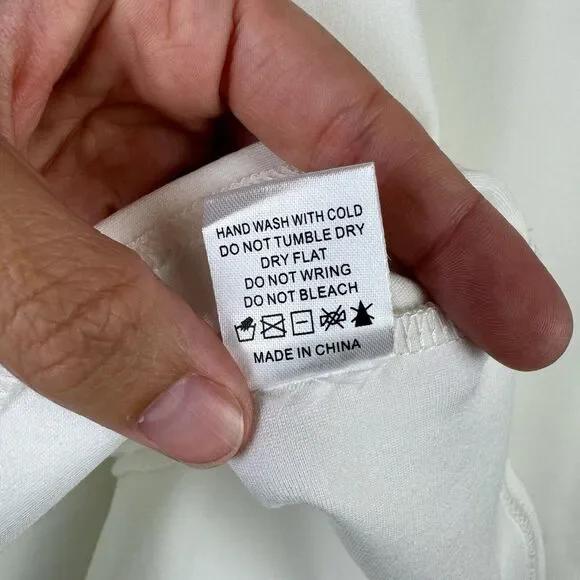 Lena Women's Size Medium White One Shoulder Assymetrical Ruffle Hem Dress - Picture 8 of 12